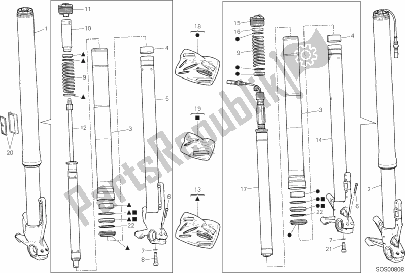 Tutte le parti per il Forcella Anteriore del Ducati Multistrada 1200 Enduro Touring Pack Brasil 2018 Tutte le parti per il Forcella Anteriore del Ducati Multistrada 1200 Enduro Touring Pack Brasil 2018